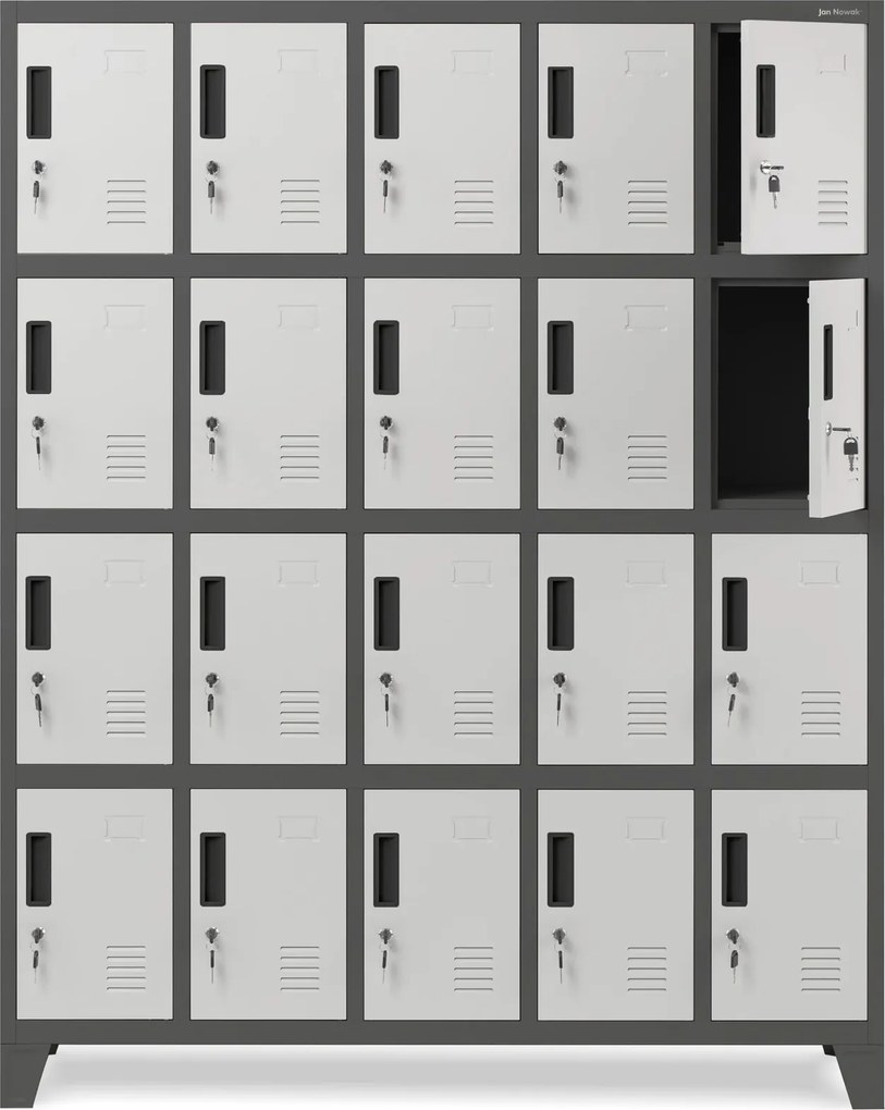 Szafa BHP 20-skrytkowa 136x45x172 cm Robert antracyt/biały