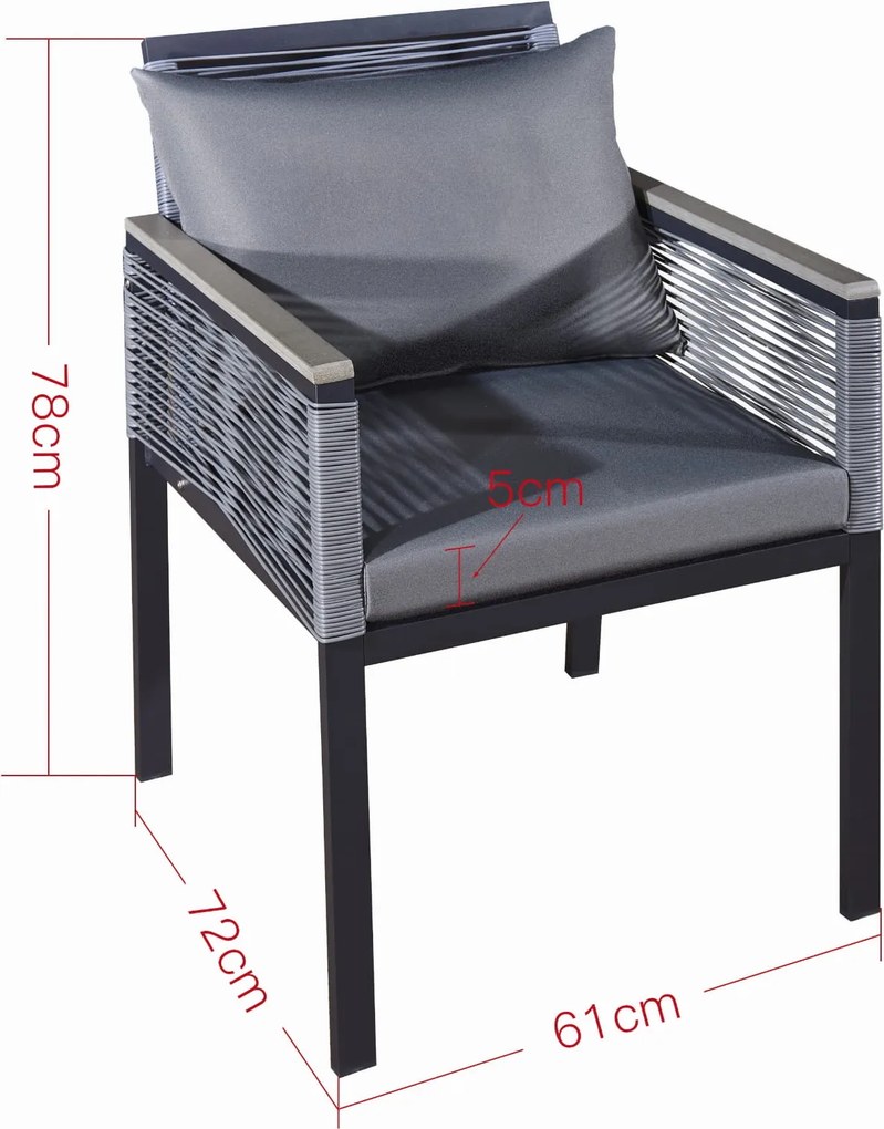 Nowoczesne krzesło ogrodowe z poduszkami Corto