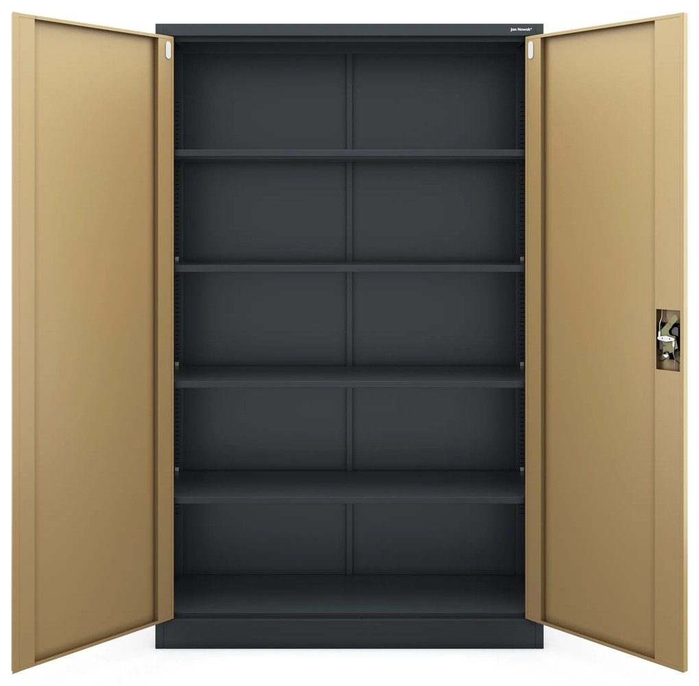 Szafa biurowa metalowa na dokumenty JAN II, Eco Design: antracyt/orzech