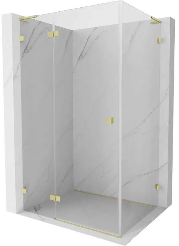 Mexen Lunar L kabina prysznicowa uchylna lewa 95 x 80 cm, transparent, złota szczotkowana - 834L-095-080-55-00-L