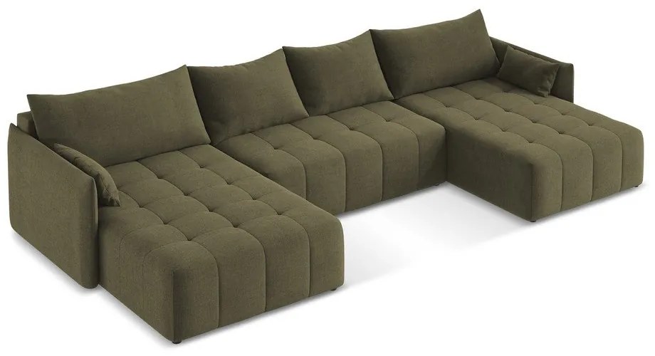 Rozkładany/ze schowkiem narożnik (w kształcie litery U) w kolorze khaki Moku – Makamii