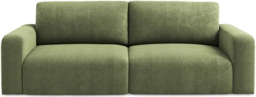 Zielona rozkładana/ze schowkiem sofa z tkaniny szenilowej 252 cm Kona – Makamii