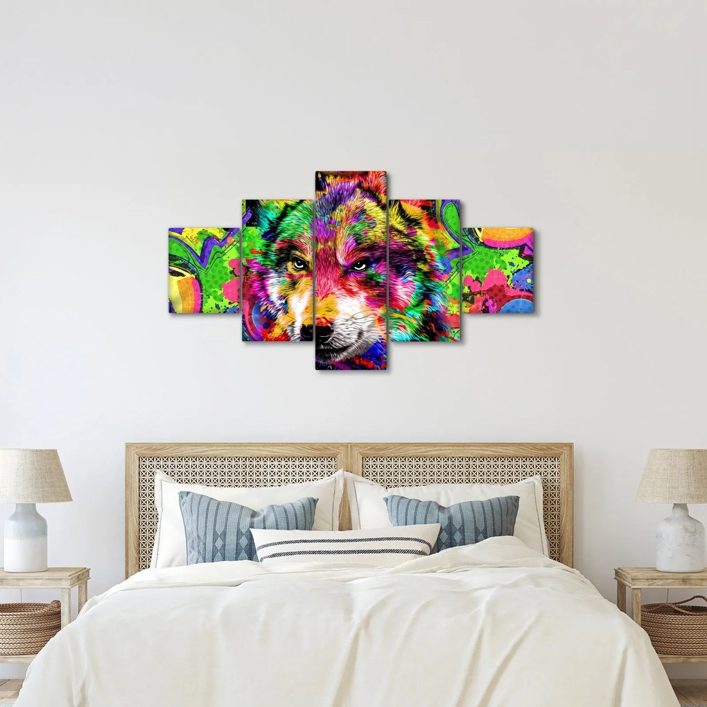 Obraz - Wilk z graffiti (125x70 cm)