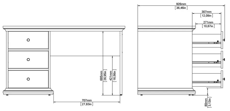 Biurko 130x74 cm Paris – Tvilum