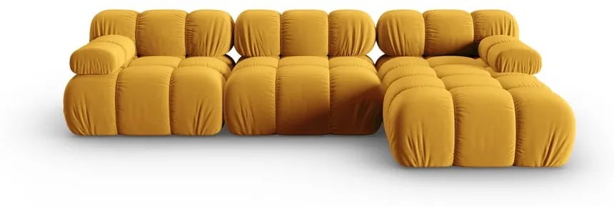 Żółta aksamitna sofa 285 cm Bellis – Micadoni Home