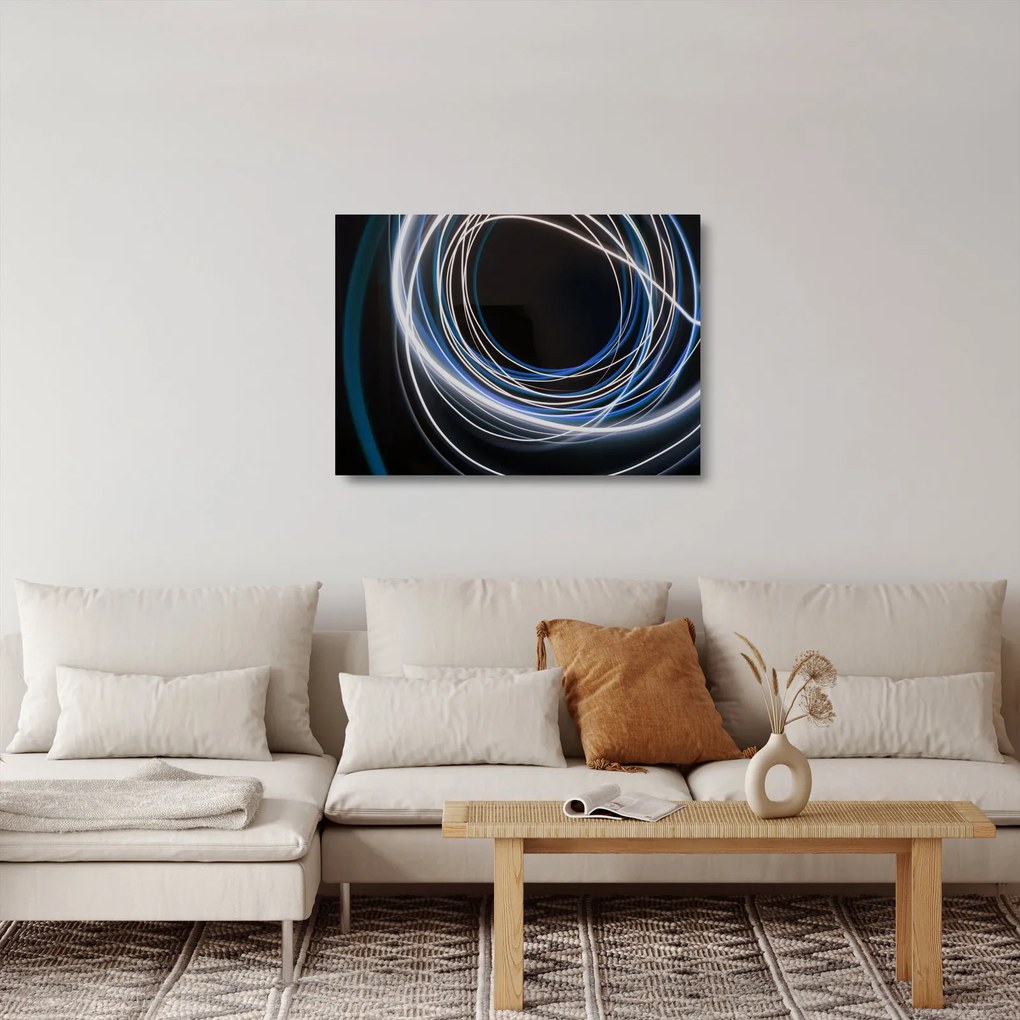 Obraz na szkle - niebieskie linie (70x50 cm)
