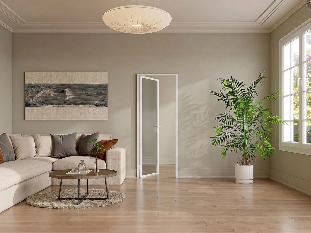 Drzwi z ościeżnicą odwracalne z Aluminium i Szkła hartowanego Przydymionego - wys. 204 x szer. 73 cm - Biały LOXTON