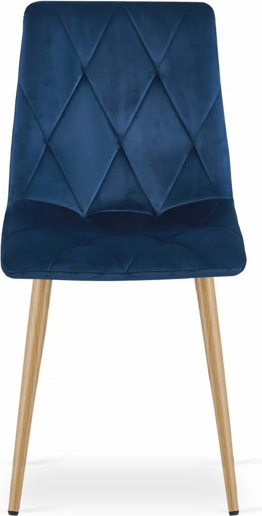 Niebieskie aksamitne krzesło do jadalni LIBRA