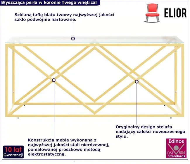 Stolik kawowy w stylu glamour ze szklanym blatem Z0-H57