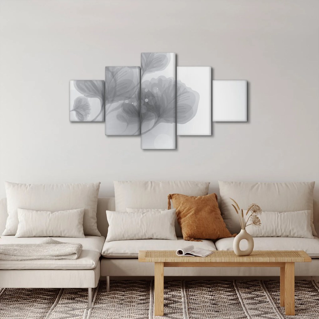 Obraz kwiatów w odcieniach szarości (125x70 cm)
