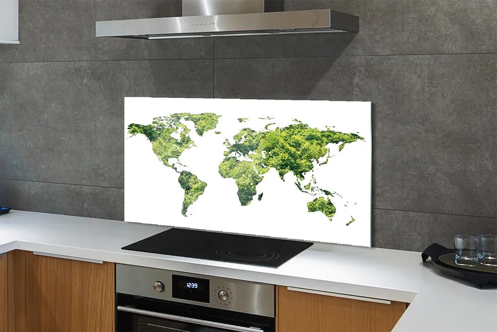 Szklany Panel Mapa zielona trawa