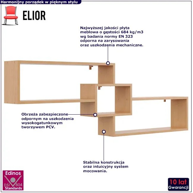 Skandynawska półka na książki w kolorze buk G1-R12