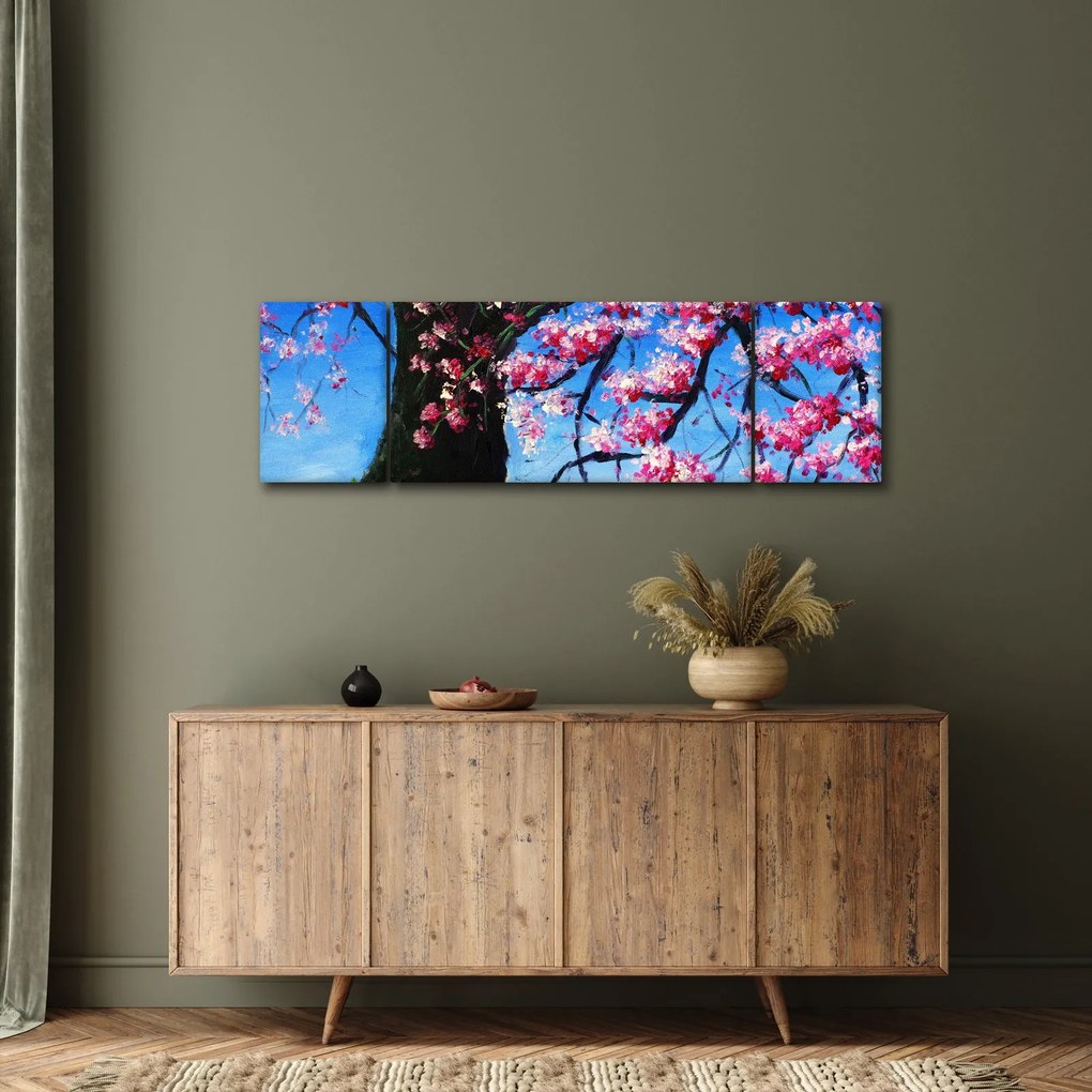 Obraz malowanego kwiatu wiśni (170x50 cm)
