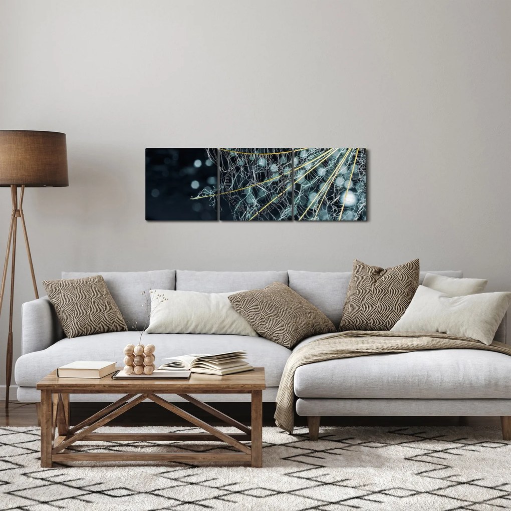 Obraz - Kwiat z pajęczyną (z zegarem) (90x30 cm)
