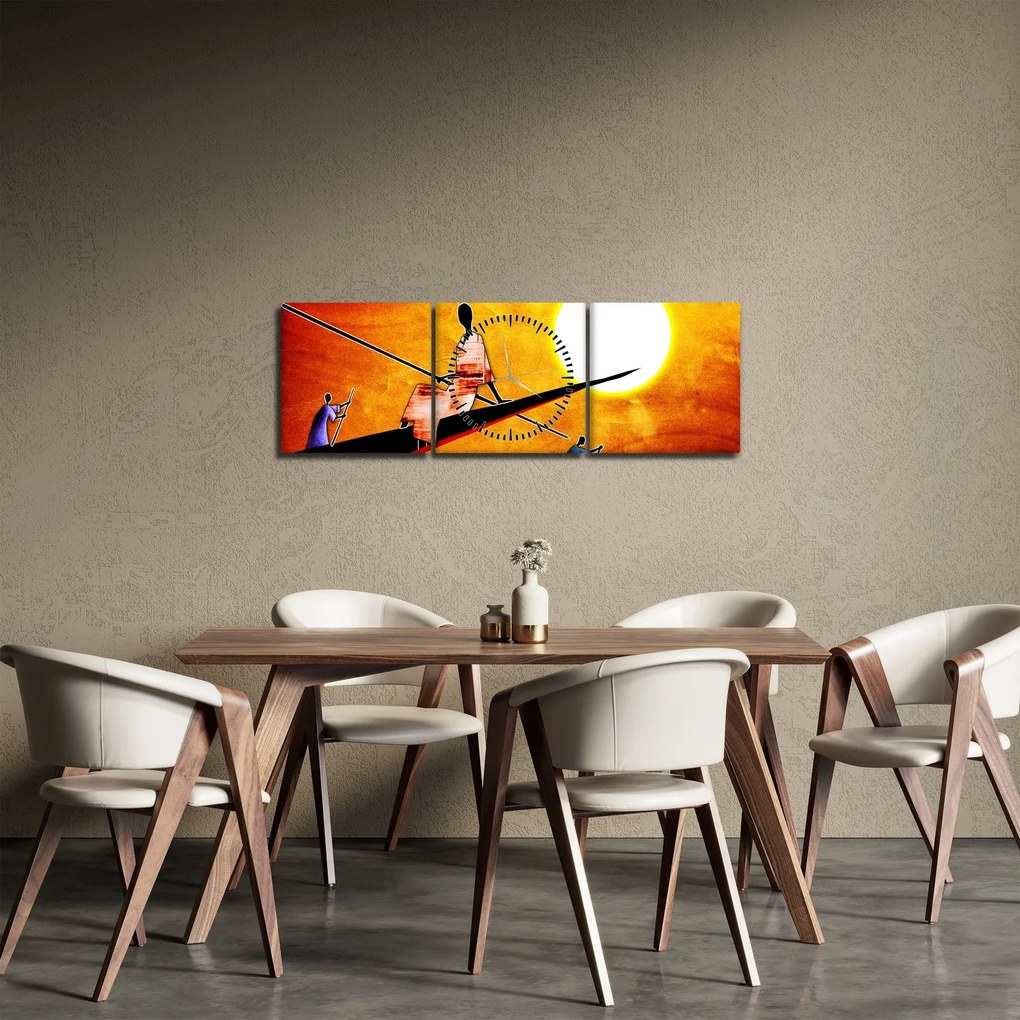 Obraz z okresu starożytnego malarstwa (z zegarem) (90x30 cm)