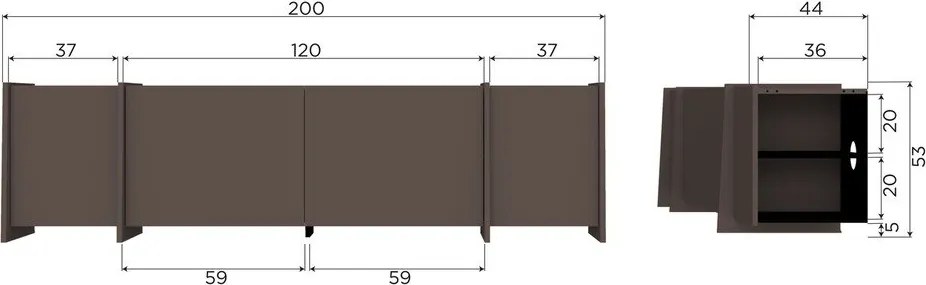 Ciemnobrązowa szafka pod TV w dekorze jesionu 200x53x44 cm Brock – WOOOD