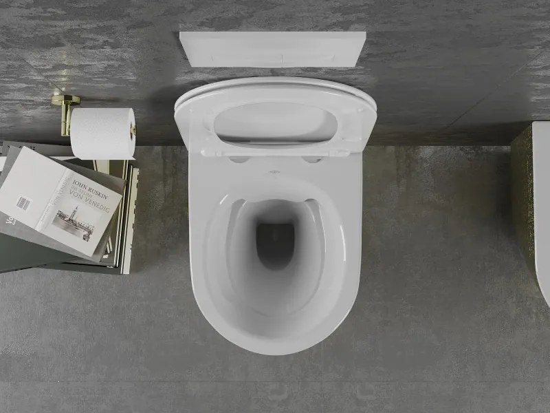 Mexen Lena miska wc Rimless z deską wolnoopadającą slim, duroplast, biała/złota wzór łuski - 30224008
