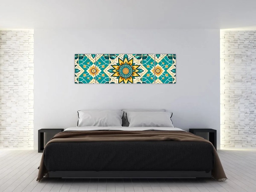 Obraz - Turkusowy wzór (170x50 cm)