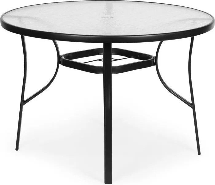 Stolik ogrodowy okrągły 105 cm z otworem na parasol Tulum 080, czarny