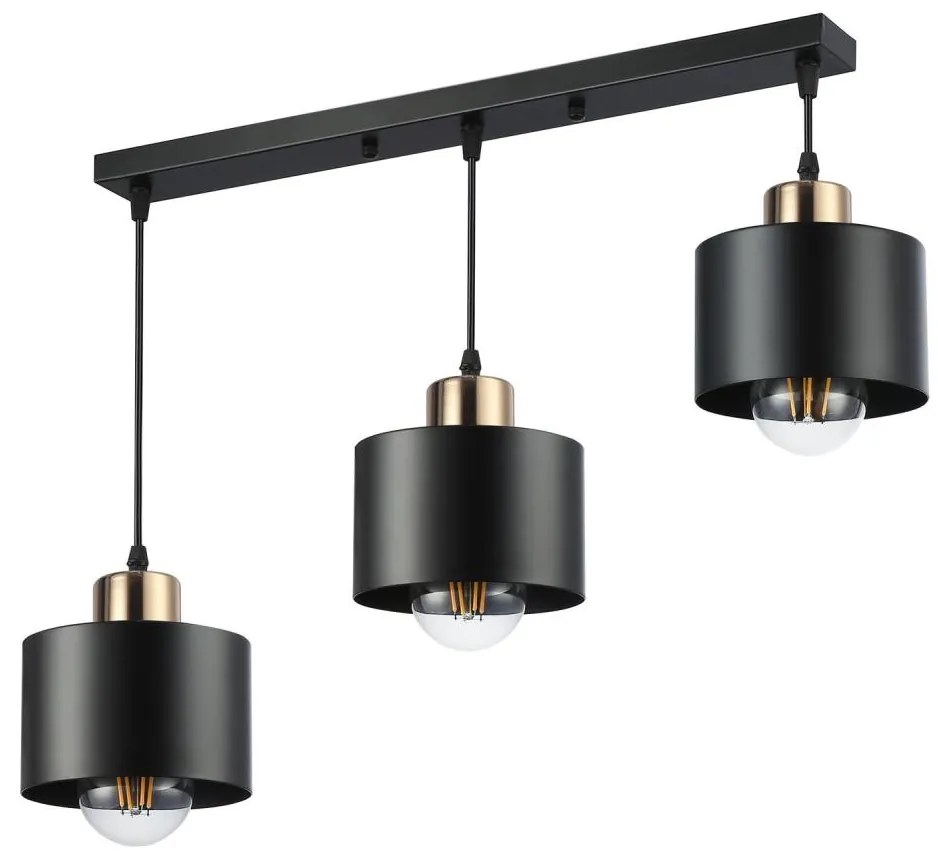 Żyrandol na lince 3xE27/35W/230V czarny/złoty