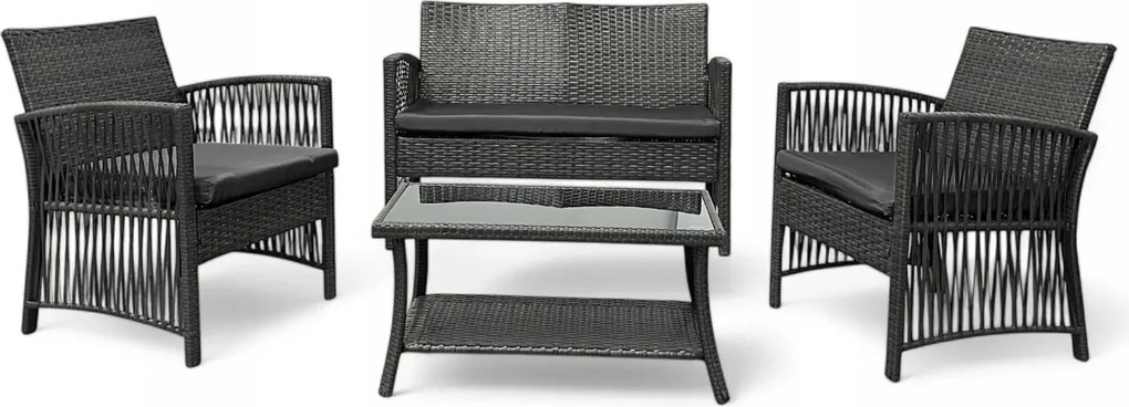 Zestaw mebli ogrodowych Solina, kolor szary, poduszki szare