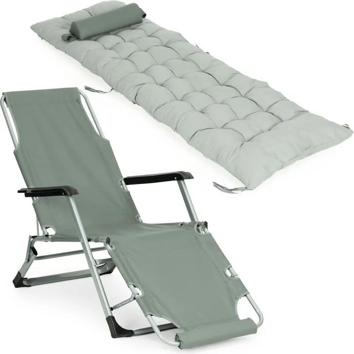 Leżak ogrodowy, składany, z poduszką Malta 010, szary