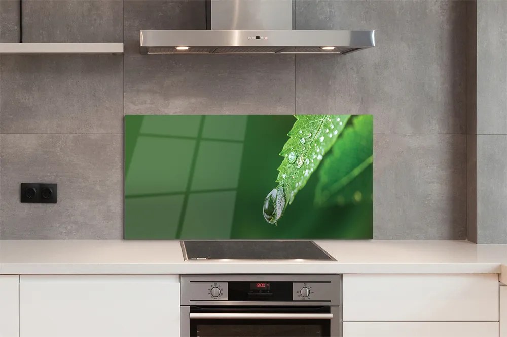 Szklany Panel Poranny Detal na Liściu