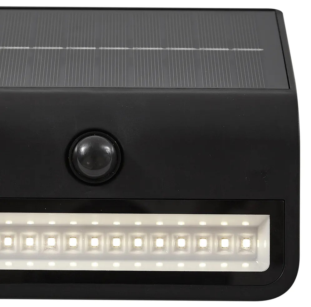 Zewnętrzna lampa ścienna czarna z LED IP54 z czujnikiem ruchu solarna - Floody