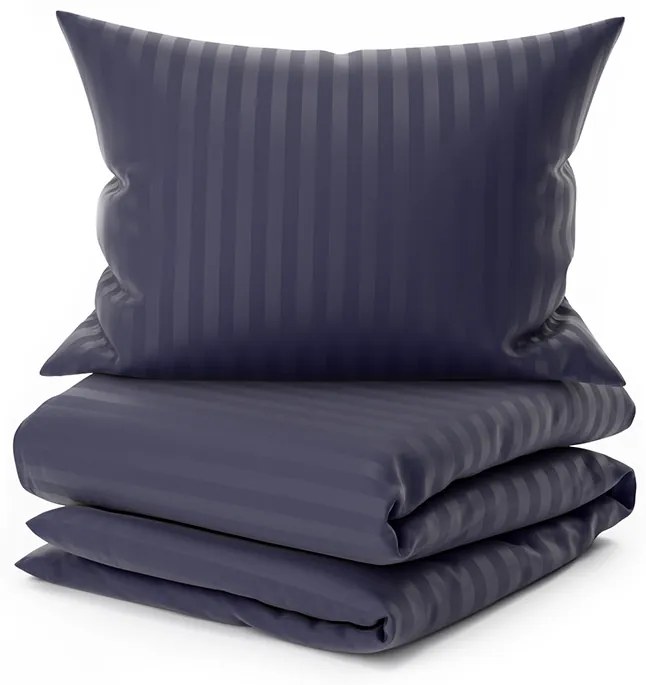PrzytulneMieszkanie.pl PrzytulneMieszkanie.pl Pościel hotelowa z mikrofibry JASMINE PURE ciemnoniebieska - pasek 1 cm Rozmiar pościeli: 70 x 90 cm | 140 x 200 cm