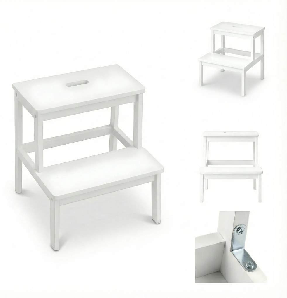 Bambusowy taboret ze schodkiem KROK, wys. 46 cm