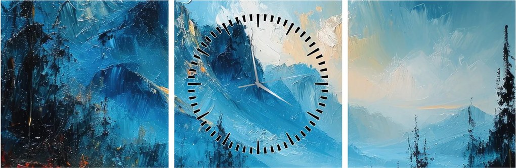 Obraz - Malowanie gór (z zegarem) (90x30 cm)
