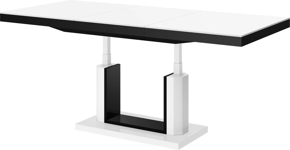 Ławostół w połysku Quadro Lux Hubertus z białym blatem i czarną obwódką