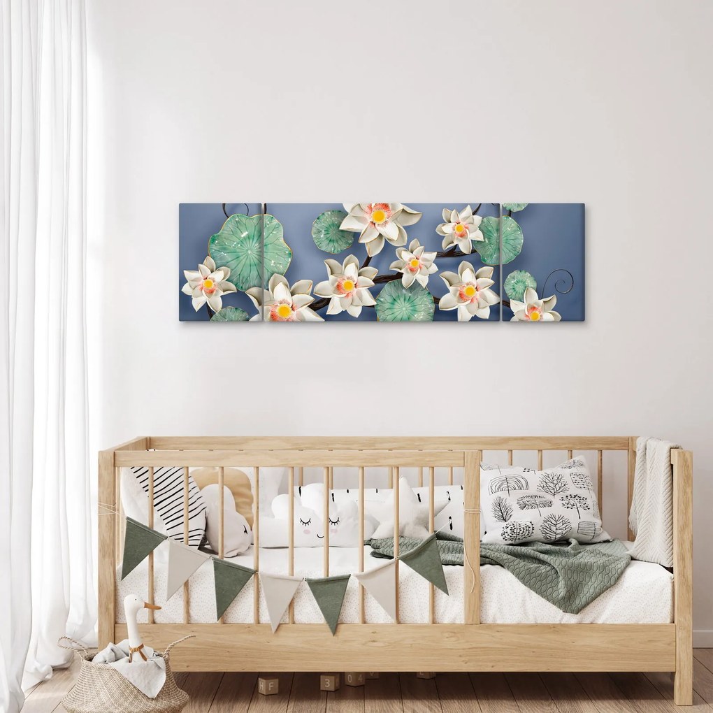 Obraz lilii wodnych (170x50 cm)