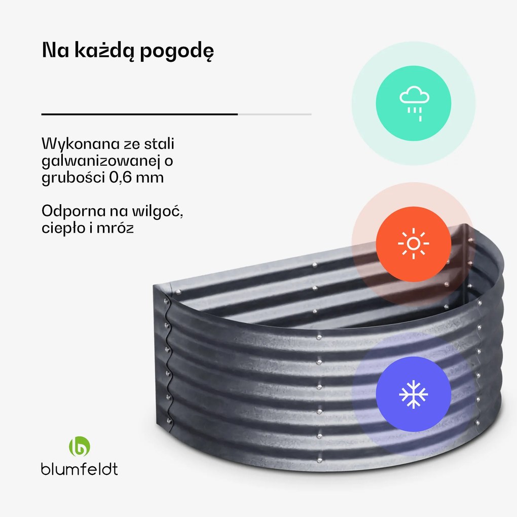 Blumfeldt High Grow Half Circle podwyższana grządka, 105 x 43 x 60 cm