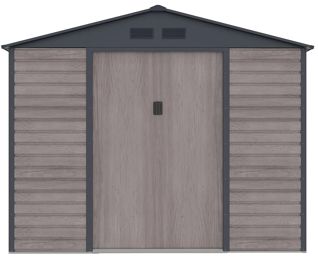 Metalowa wiata ogrodowa z ocynkowanej stali imitującej szare drewno, 7,17 m² - ADELMO