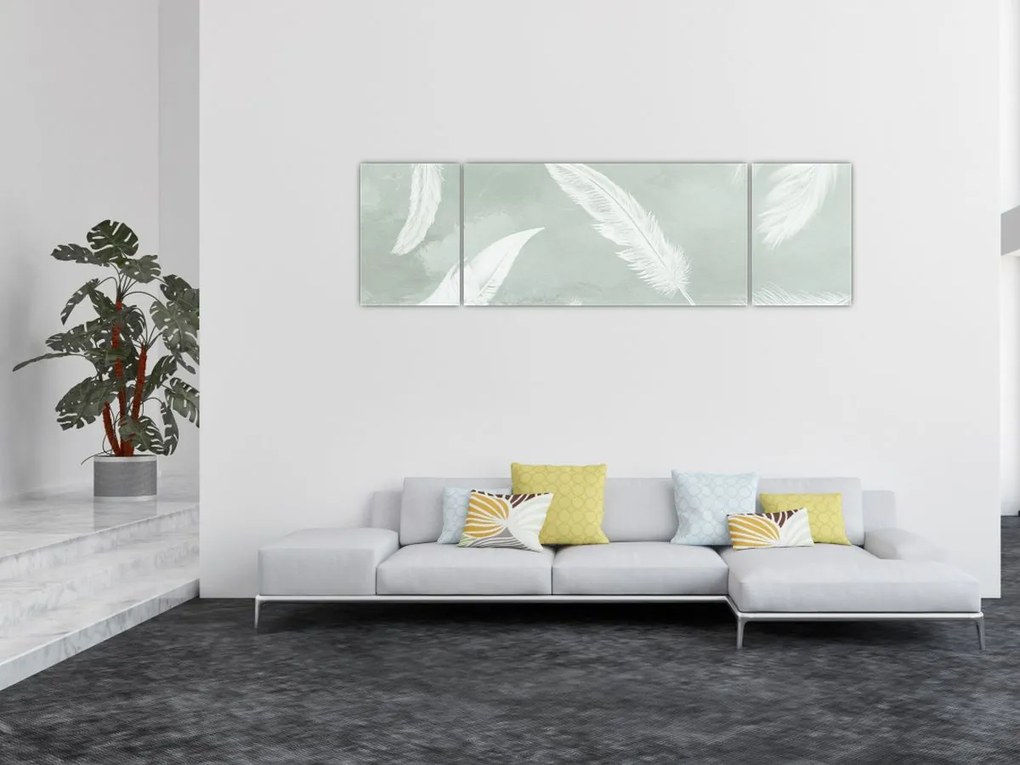 Obraz - Białe pióra (170x50 cm)