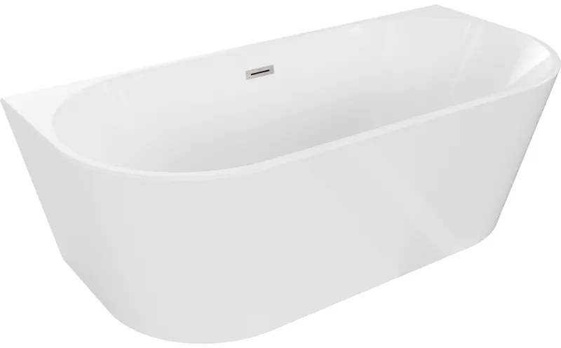 Mexen Oval wanna wolnostojąca przyścienna 170 x 80 cm, biała, przelew nikiel szczotkowany - 52671708000-97