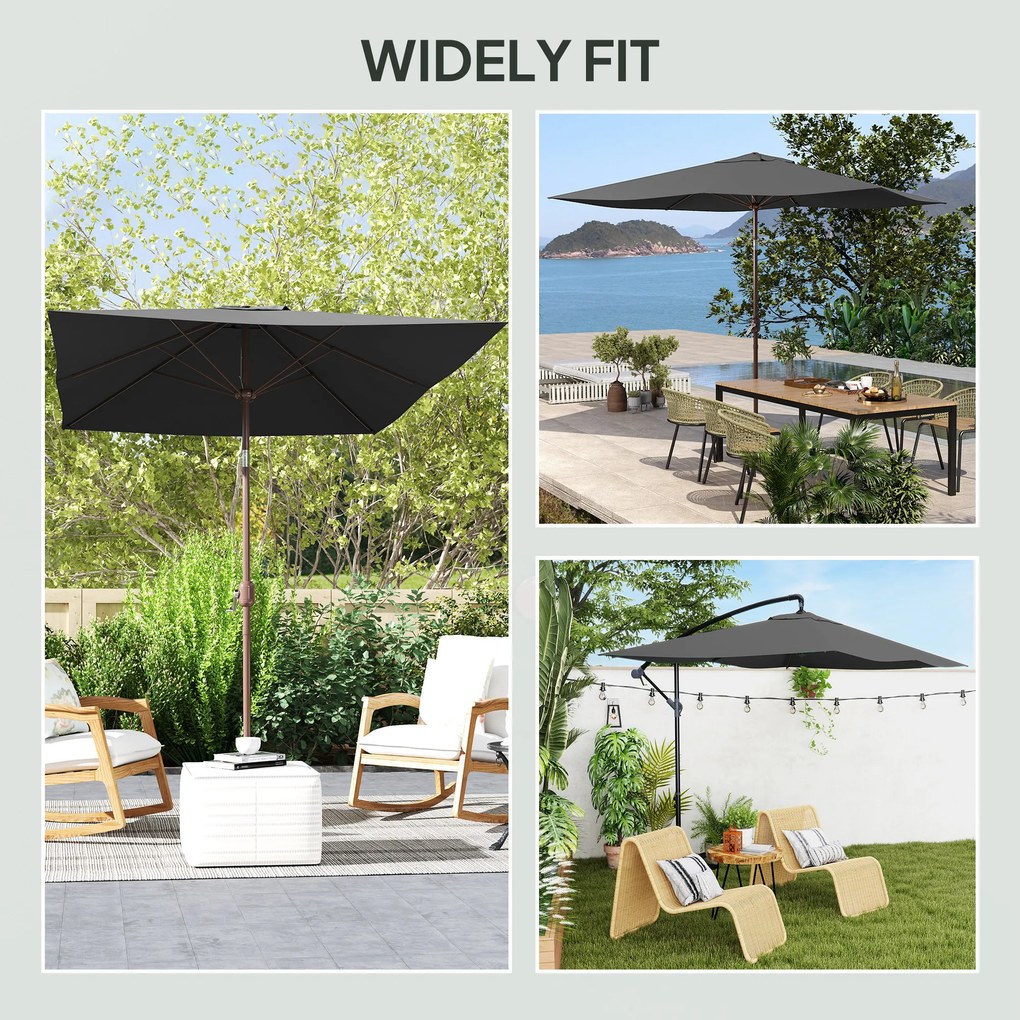 Outsunny Pokrowiec zamienny na parasol 2 x 3 m 6 żeber UV50+ i wodoodporny pokrycie parasola tarasowego | Aosom PL