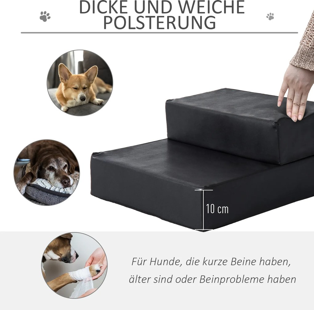 PawHut Schody dla zwierząt Składane schodki dla psa kota Mata antypoślizgowa czarna 45x39x20cm | Aosom PL