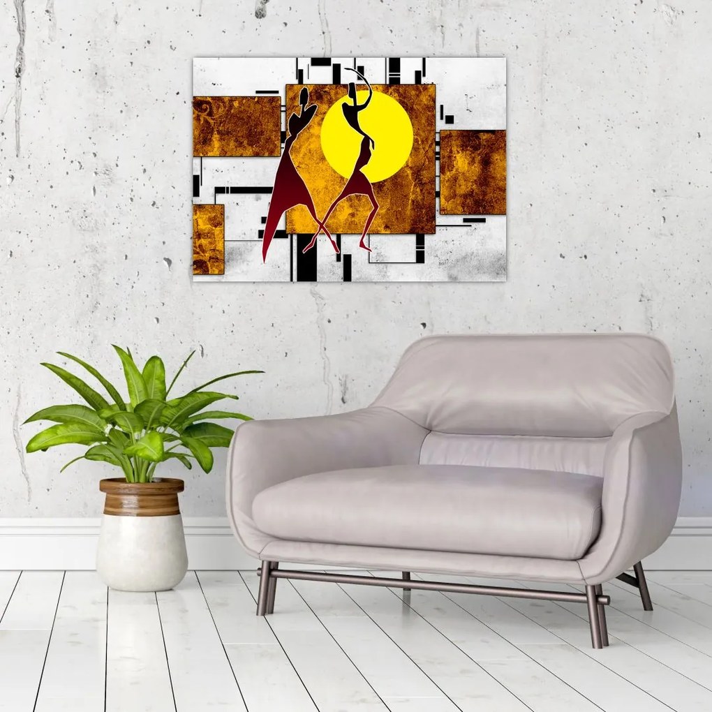 Obraz na szkle malarstwa z epoki starożytnej (70x50 cm)