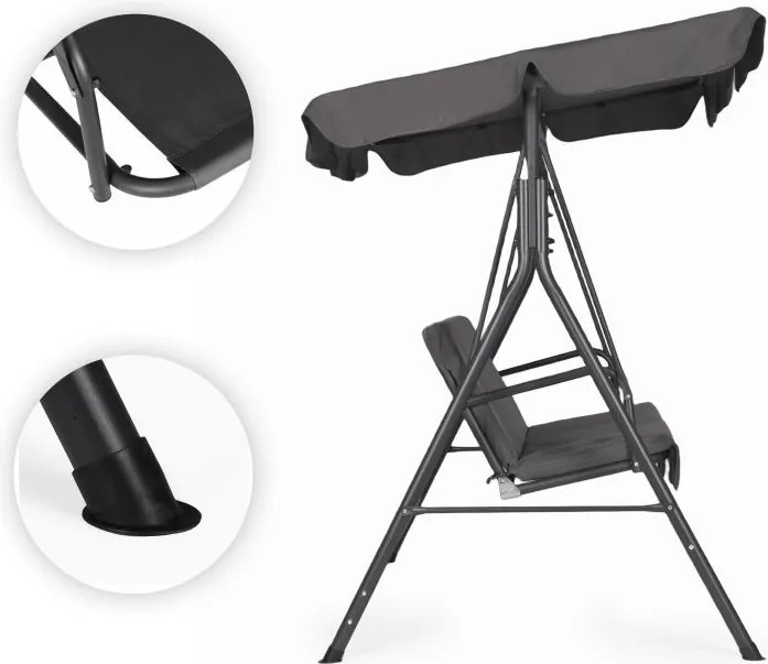 Huśtawka ogrodowa Cozy z regulowanym daszkiem, kolor szary