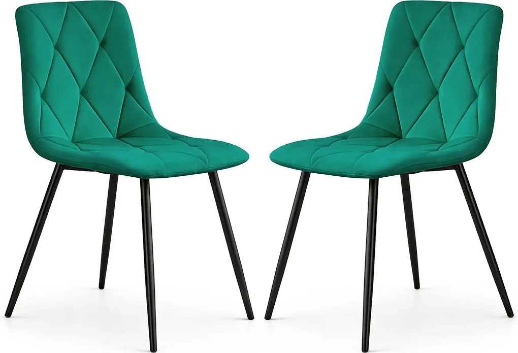 Zestaw 2 zielonych krzeseł pikowanych P3-E77