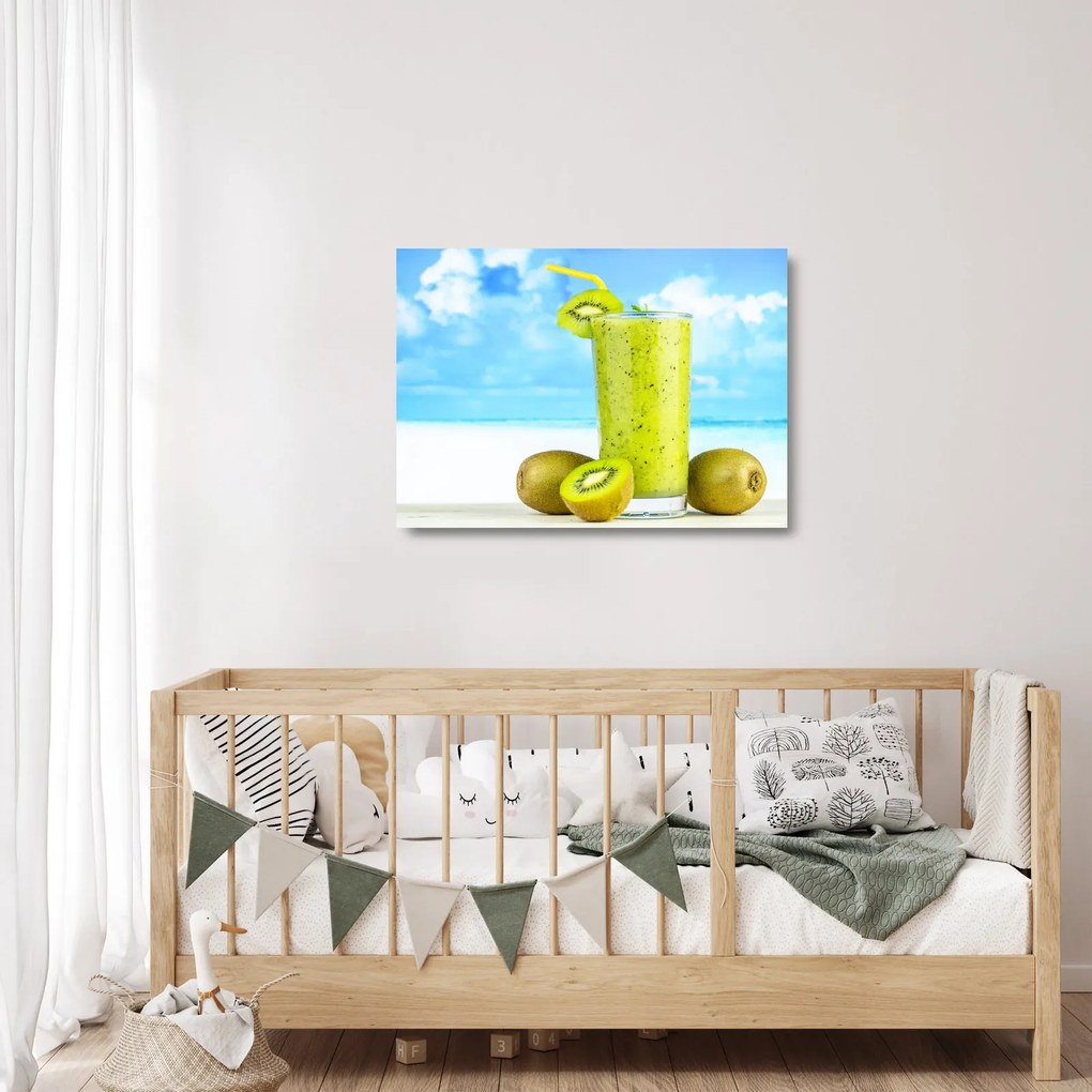 Obraz na szkle - smoothie z kiwi (70x50 cm)