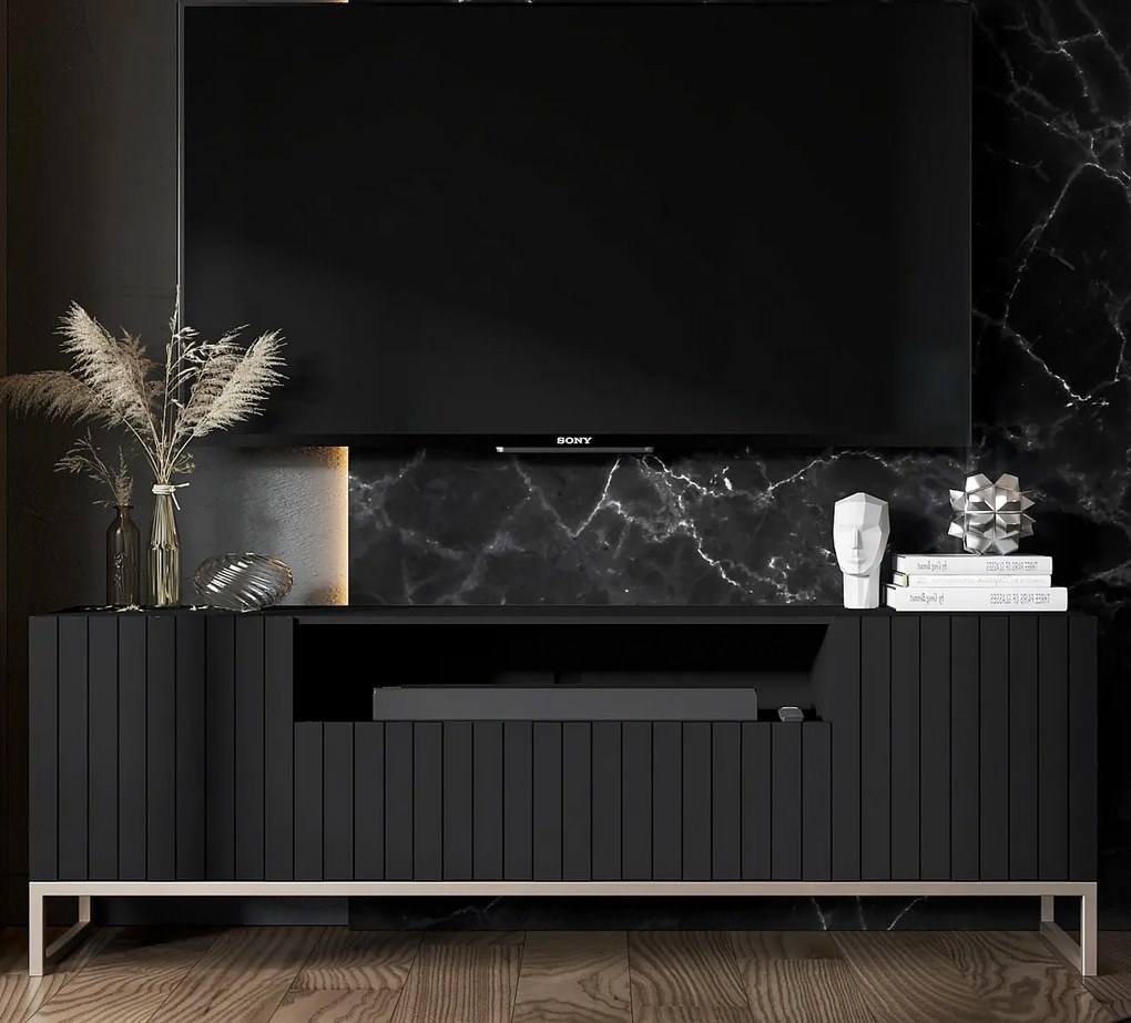 Szafka RTV TAL 2D1K 150cm czarna mat