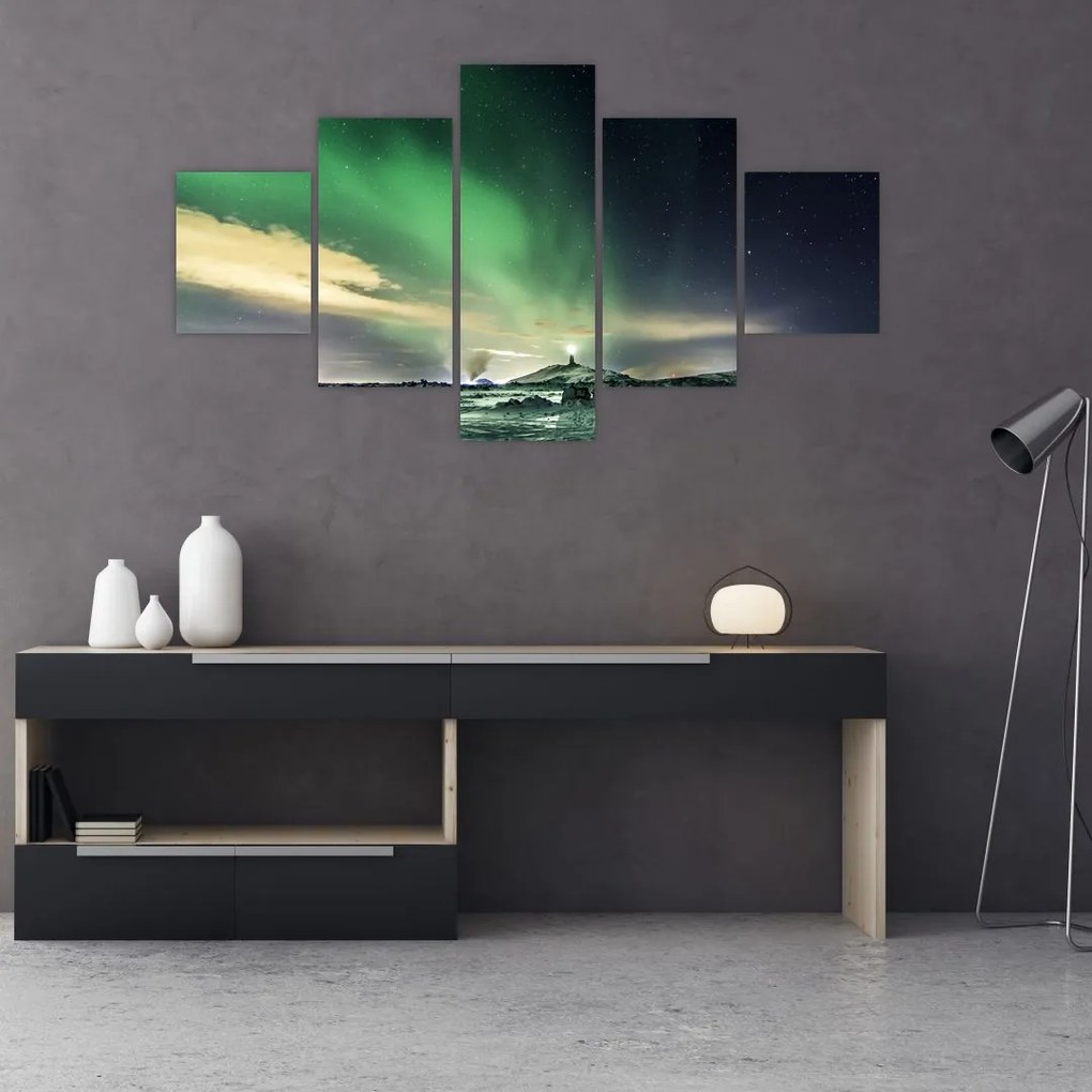 Obraz zorzy polarnej (125x70 cm)