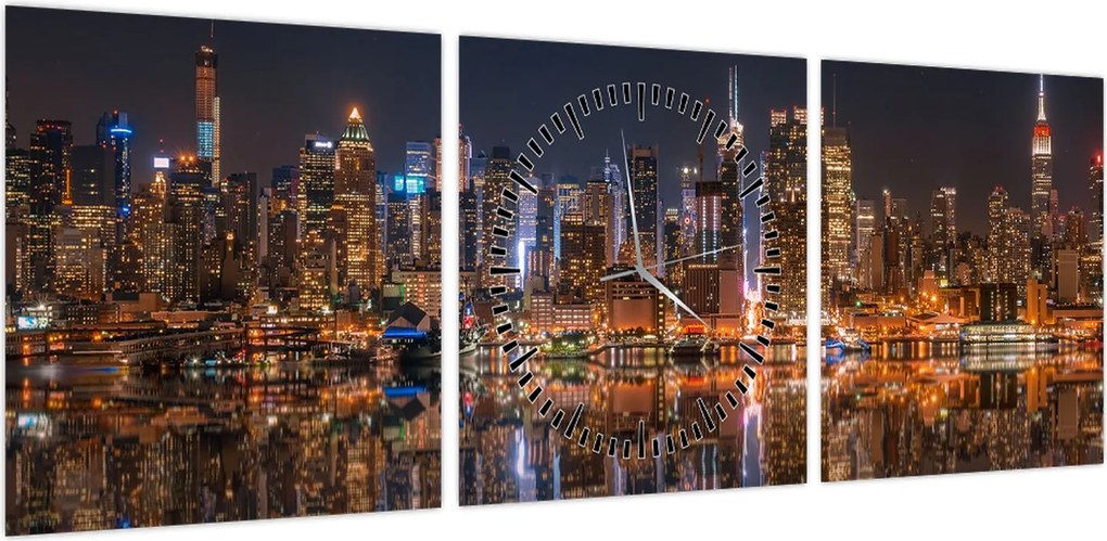 Obraz - Drapacze chmur (z zegarem) (90x30 cm)