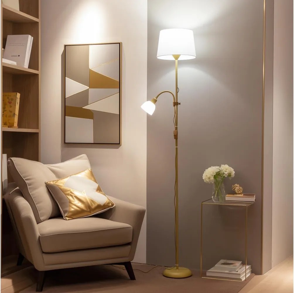 Brilagi - Lampa stojąca CERIA 1xE27/100W/230V + 1xE14/25W złota/biała