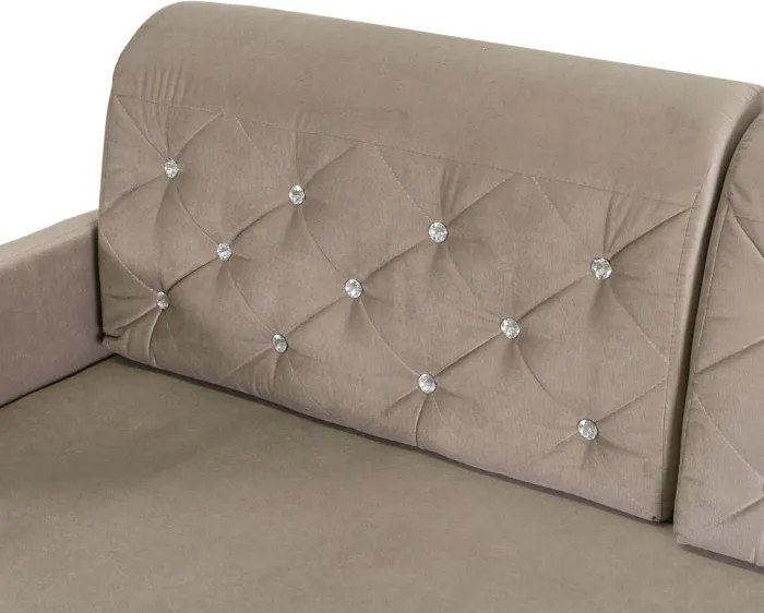 Sofa Rozkładana z Funkcją Spania VIVO Dwuosobowa Beżowa Glamour do Salonu