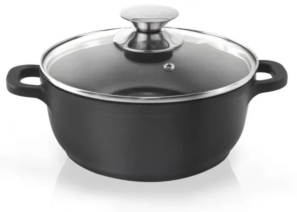 Garnek z powierzchnią nieprzywierającą Pfluon Granit i szklaną pokrywką Orion Grande, ⌀ 24 cm
