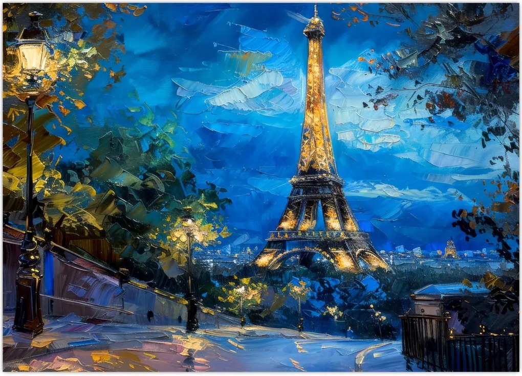 Obraz - Obraz olejny przedstawiający wieżę Eiffla (70x50 cm)